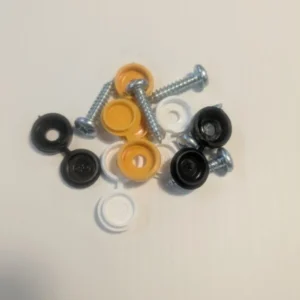 Standard Metal Screw Attachment kit - 6x Screws 2 x white covers 2 x black covers 2 x yellow covers